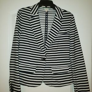 Striped navy and white blazer